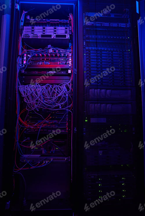 Preview: Picture of server rack with hard drives from an IT cloud in server room