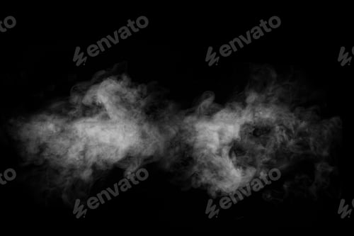 Preview: Swirling, wriggling smoke, steam, isolated on a black background for overlaying on your photos