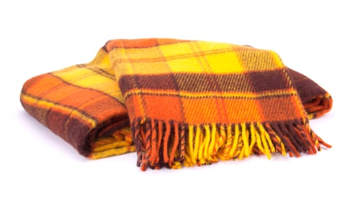 Preview: Soft and warm folded wool plaid with fringe
