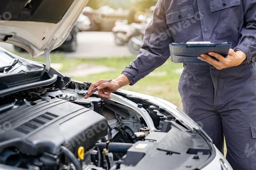 Preview: car service and maintenance. Services car engine machine concept, Automobile mechanic repairman chec