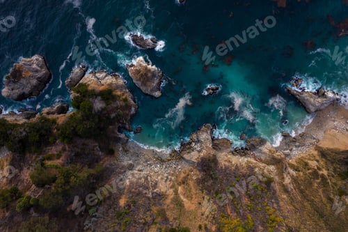Preview: Aerial view on the coastline at pacific ocean
