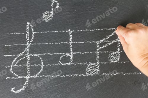 Preview: Music notes on black