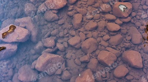 Preview: Water running down the river around rocks