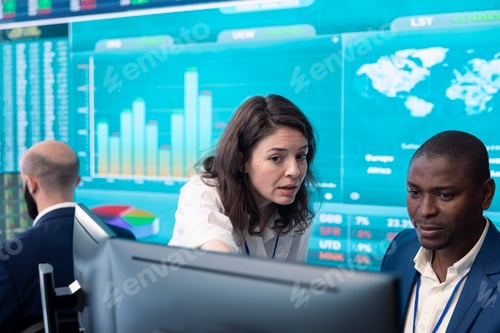 Preview: Business associates evaluating key performance indicators within the company
