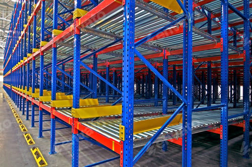 Preview: Warehouse Storage, Shelving Rack System Closeup