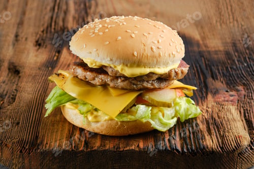 Preview: Double cheeseburger with cheese sauce