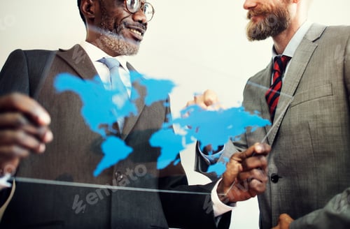 Preview: Businessmen World Map Glass Concept