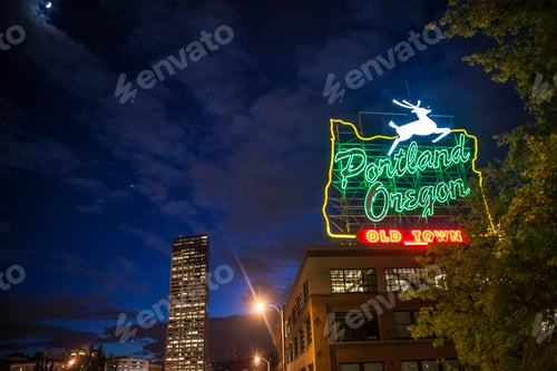 Preview: Neon sign for Old Town, Portland, Oregon, US