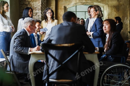 Preview: Multiracial people working on business green energy project