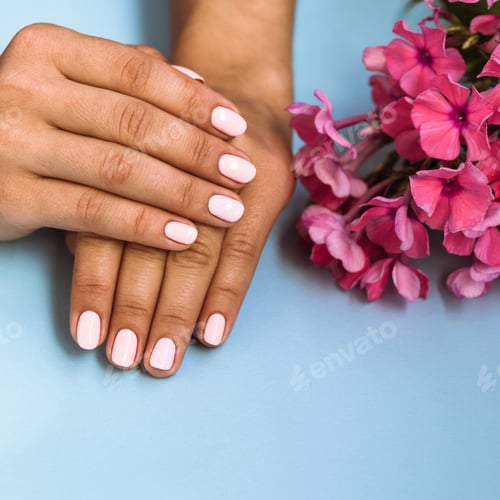 Preview: Beautiful woman's nails with beautiful pink manicure