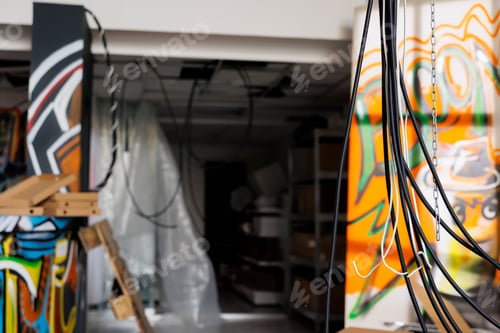 Preview: Messy debris and graffiti art in demolished building