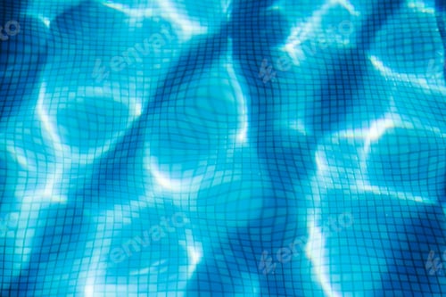 Preview: Swimming pool, mosaic bottom. Flow with waves, sport and relax concept. Summer background. Texture