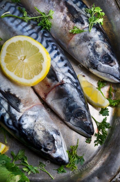 Preview: Mackerels on silver plate