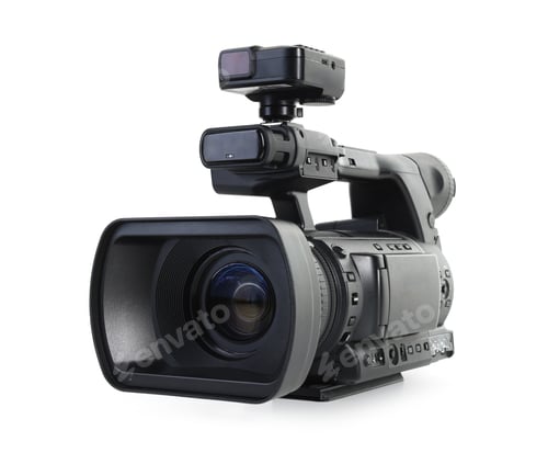 Preview: Modern professional video camera isolated on white