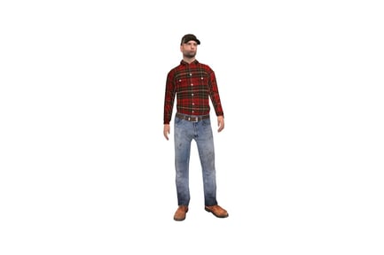 Preview: Figure man in plaid shirt and jeans