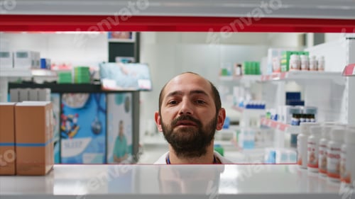 Preview: POV of employee putting supplements boxes on display
