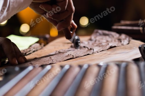 Preview: Close-up of a tobacco making process