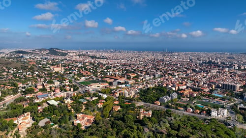 Preview: Aerial View of Barcelona City, Sarria-Sant Gervasi district, Sagrada Familia