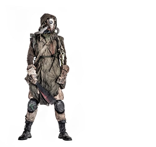Preview: Post apocalyptic survivor in gas mask and rags
