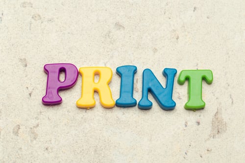 Preview: The word "PRINT" written in plastic colorful letters