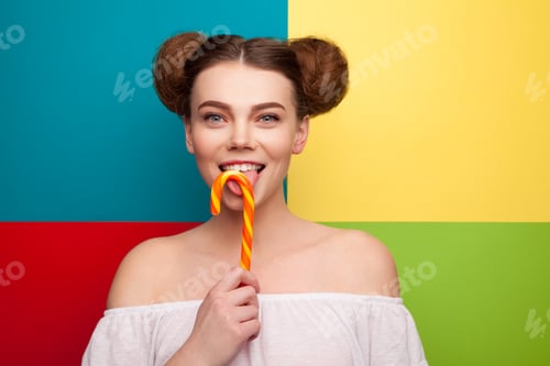 Preview: Girl licking stick candy