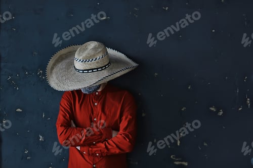 Preview: Man In A Hat With Straw Brim, Hides His Face, Incognito Guy, Abstract Country Music Style America