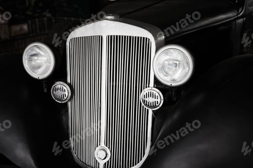 Preview: Close up of black retro car