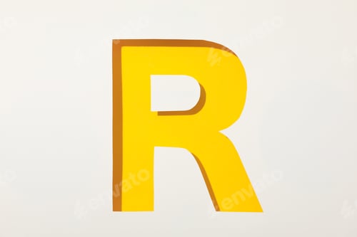 Preview: Color letter R on white background, space for text