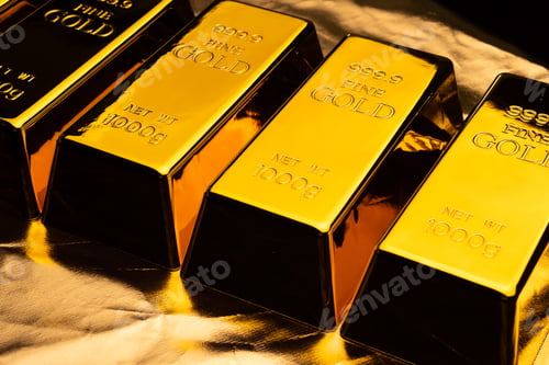 Preview: Gold bars on shiny yellow background.