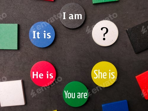 Preview: Colored wooden with word I am,It is,He is,You are and She is