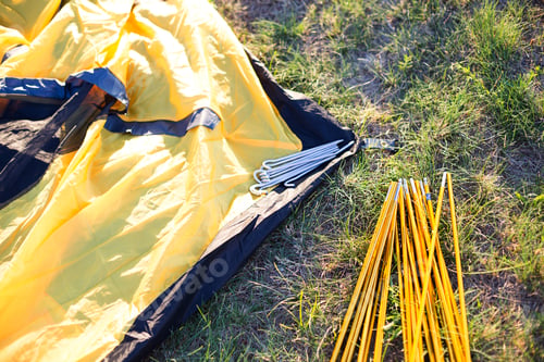 Preview: Aluminum mounting arcs, pegs for installation tourist yellow tent and waterproof cloth