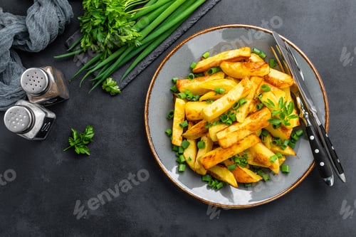 Preview: Baked, fried potato on plate