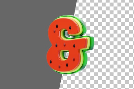 Aperçu: Pastèque et signe, icône 3D