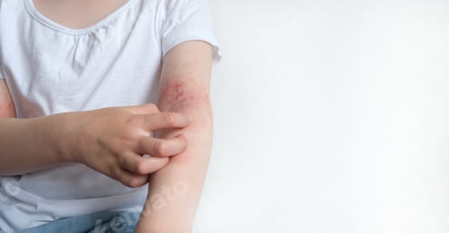 Preview: The child scratches atopic skin.