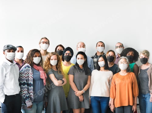 Preview: Diverse startup business people with masks in the new normal