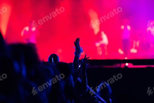 Preview: crowd partying stage lights live concert summer music festival