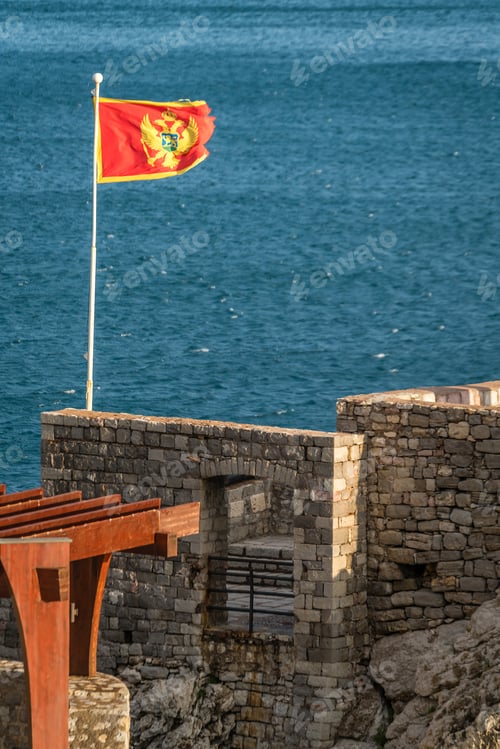Preview: Flag of Montenegro fluttering in a wind