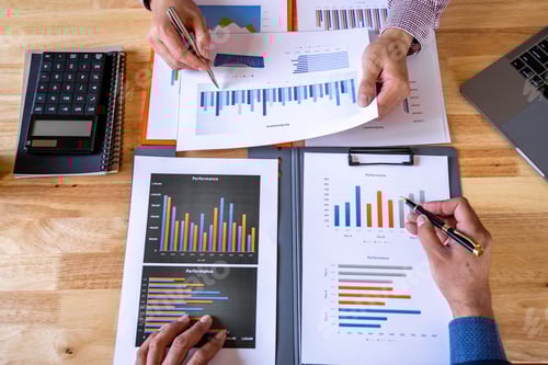 Preview: Business people analyze data for market planning, financial charts to analyze profits, investment re