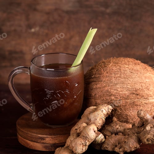 Preview: Bajigur. Sundanese warm drink of herbal coffee latte