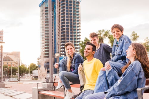 Preview: multiethnic young group with diverse ethnic. Lifestyle multiracial friends in casual clothes