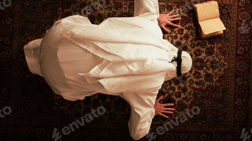 Preview: Man Praying On Carpet For Ramadan
