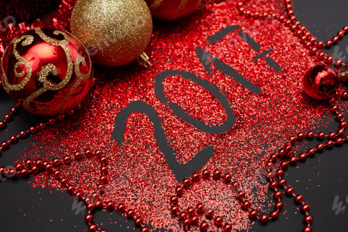 Preview: New Year'S Decor. The Concept Of The New Year Holiday. Christmas Decor. Glitter, Sequins, Beads