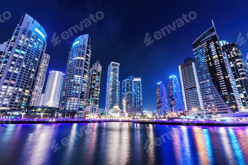 Preview: Skyscrapers highrise business buildings in Dubai UAE