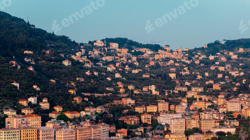Preview: Colorful houses covering the hillside in camogli, liguria, italy