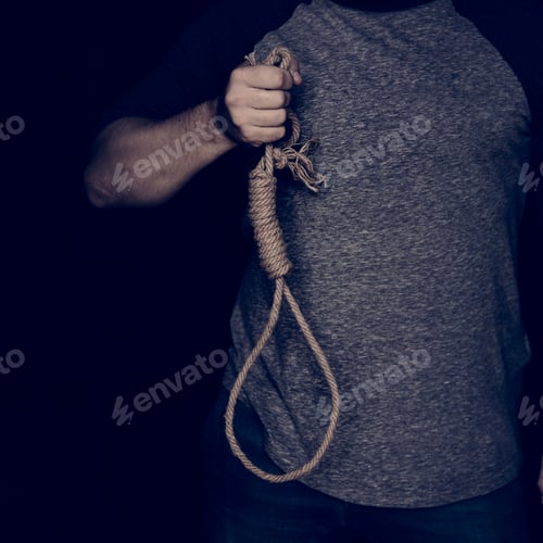 Preview: Hand holding loop rob with black background