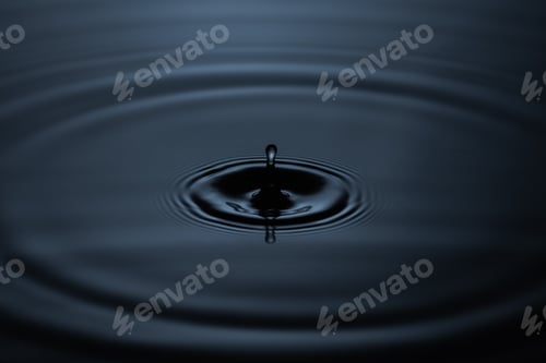 Preview: Black liquid drop resembling crude oil falling, macro splash on a natural background