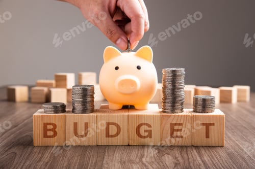 Preview: budget word written on wood block