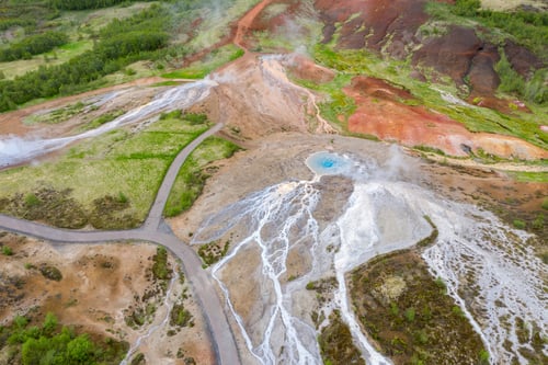 Preview: Aerial view of the Great Geyser, geysir in Iceland