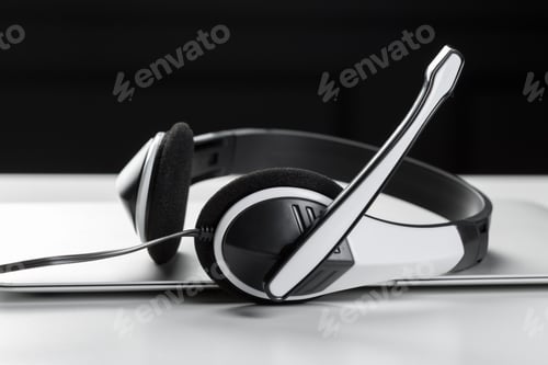 Preview: headset with microphone close up