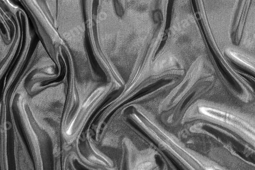 Preview: Abstract Background Fabric With The Crumpled Wavy Texture Of Black Brilliant Color For Empty And